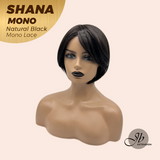 JBEXTENSION SHANA MONO Monofilament Handmade Wig 6X5 Full Monofilament Hand Tied Top Wig 10 Inches Natural Black Mono Lace Handmade Futura Fiber Wig With Anti-slip Silicone Strips Glueless Wig SHANA MONO NATURAL BLACK【BENDY EAR TABS】