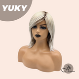 JBEXTENSION 14 Inches Ash Blonde White Wig Women Fashion Full Machine Wig YUKY【PERMATEASE】