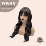 JBEXTENSION 24 Inches Scalpiana Midnight Brown(Black/Brown) Wave 3.5X4 Hard Silky Top Natural Scalp Effect Wig VIVIAN MIDNIGHT BROWN