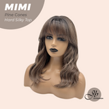 JBEXTENSION 16 Inches Scalpiana 3.5X4 Hard Silky Top Natural Scalp Effect Pine Cones Body Wave Wig with Bangs Wig MIMI SILK TOP - PINE CONES