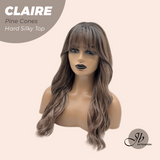 JBEXTENSION 22 Inches Scalpiana Pine Cones 3.5X4 Hard Silky Top Natural Scalp Effect Women Wig with Bangs CLAIRE SILKY TOP - PINE CONES