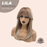 JBEXTENSION 20 Inches Scalpiana Shatush Blonde Wolf Cut 3.5X4 Hard Silky Top Natural Scalp Effect Wig With Bangs LILA SHATUSH BLONDE