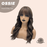[PRE-ORDER] JBEXTENSION 22 Inches Scalpiana Long Wave Cold Brown 3.5X4 Hard Silky Top Natural Scalp Effect Wig with Bangs OSSIE COLD BROWN