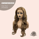 JBEXTENSION 24 Inches Brown With Highlight Wave Free Part Frontlace Glueless Wig OBSESSION