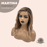JBEXTENSION 17 Inches Wave Honey Brown Pre-Cut Side Part Snowflake Lace Frontlace Glueless Wig MARTINA HONEY BROWN【BENDY EAR TABS】