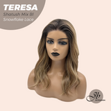 JBEXTENSION 18 Inches Shatush Mix Blonde Pre-Cut Snowflake Lace Frontlace Glueless Wig TERESA SHATUSH MIX BLONDE【PERMATEASE】【BENDY EAR TABS】
