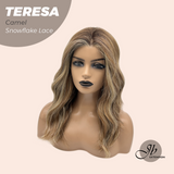 JBEXTENSION 18 Inches Camel Pre-Cut Snowflake Lace Frontlace Glueless Wig TERESA CAMEL【PERMATEASE】【BENDY EAR TABS】- M/L