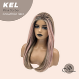 [FINAL SALE] JBEXTENSION 22 Inches Pink Sorbet Pre-Cut Snowflake Lace Frontlace Glueless Wig KEL PINK SORBET【PERMATEASE】【BENDY EAR TABS】- M/L