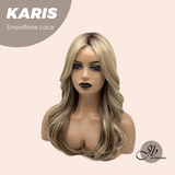 [PRE-ORDER] JBEXTENSION 18 Inches Curly Dark Mix Blonde Pre-Cut T Part Snowflake Lace Frontlace Glueless Wig KARIS【BENDY EAR TABS】