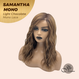 JBEXTENSION SAMANTHA MONO Full Monofilament Handmade Full Lace Full Hand Tied Wig 17 Inches Light Chocolate Mono Lace Handmade Futura Fiber Wig with Anti-slip Silicone Strips Glueless Wig SAMANTHA MONO LIGHT CHOCOLATE【BENDY EAR TABS】