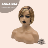 JBEXTENSION 10 Inches Bob Cut Mix Copper Pre-Cut Side Part Snowflake Lace Frontlace Glueless Wig ANNALISA【BENDY EAR TABS】