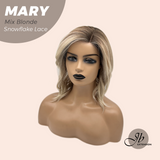 JBEXTENSION 14 Inches Mix Blonde Pre-Cut Side Part Snowflake Lace Frontlace Glueless Wig MARY MIX BLONDE【BENDY EAR TABS】