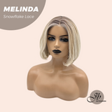 JBEXTENSION 10 Inches Mix Blonde Curly Pre-Cut T Part Snowflake Lace Frontlace Glueless Wig  MELINDA SNOWFLAKE【BENDY EAR TABS】