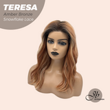 JBEXTENSION 18 Inches Amber Bronze Pre-Cut Snowflake Lace Frontlace Glueless Wig TERESA AMBER BRONZE【PERMATEASE】【BENDY EAR TABS】- M/L