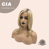 JBEXTENSION 16 Inches Mix Blonde Pre-Cut Side Part Snowflake Lace Frontlace Glueless Wig GIA【BENDY EAR TABS】