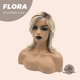 JBEXTENSION 13 Inches Mix Blonde Pre-Cut Side Part Snowflake Lace Frontlace Glueless Wig FLORA【BENDY EAR TABS】