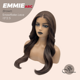 JBEXTENSION 26 Inches Long Curly Brown Pre-Cut Arc Snowflake Lace Frontlace Glueless Wig EMMIE ARC - BROWN【BENDY EAR TABS】