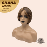 JBEXTENSION SHANA MONO Monofilament Handmade Wig 6X5 Full Monofilament Hand Tied Top Wig 10 Inches Caramel Mono Lace Handmade Futura Fiber Wig With Anti-slip Silicone Strips Glueless Wig SHANA MONO CARAMEL【BENDY EAR TABS】