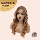 JBEXTENSION RENEE.A MONO Monofilament Handmade Wig 6X5 Full Monofilament Hand Tied Top Wig 22 Inches Cowboy Copper Mono Lace Wig With Anti-slip Silicone Strips Glueless Wig RENEE.A MONO【BENDY EAR TABS】