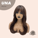 JBEXTENSION 22 Inches Mocha Wave with Bangs Wig UNA MOCHA