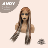JBEXTENSION 27 Inches Long Straight Bronze Pre-Cut Free Part Frontlace Glueless Wig ANDY