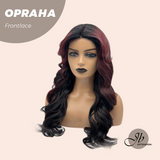 JBEXTENSION 23 Inches Curly Black Red Pre-Cut Frontlace Glueless Black Sapphire Wig OPRAHA