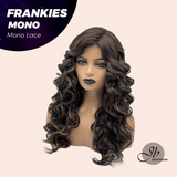 JBEXTENSION FRANKIES MONO Monofilament Handmade Wig 6X5 Full Monofilament Hand Tied Top Wig 19 Inches Dark Brown Highlight Curly Mono Lace Handmade Futura Fiber Glueless Black Sapphire Wig FRANKIES MONO【BENDY EAR TABS】