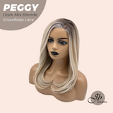 JBEXTENSION 19 Inches Long Straight Dark Mix Blonde Pre-Cut Side Part Snowflake Lace Frontlace Glueless Wig PEGGY DARK MIX BLONDE【BENDY EAR TABS】