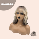 JBEXTENSION 12 Inches Bob Ombre Rooted Blonde Wavy Wig with Bangs BRIELLE