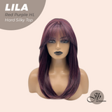JBEXTENSION 20 Inches Scalpiana Red Purple Highlight Wolf Cut 3.5X4 Hard Silky Top Natural Scalp Effect Wig With Bangs LILA RED PURPLE HIGHLIGHT