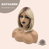 JBEXTENSION 15 Inches Mix Blonde Pre-Cut T Part Snowflake Lace Frontlace Glueless Wig KATHLEEN【BENDY EAR TABS】