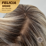 JBEXTENSION FELICIA MONO Full Monofilament Handmade Full Lace Full Hand Tied Wig 11 Inches Mix Blonde Mono Lace Handmade Futura Fiber Wig with Anti-slip Silicone Strips Glueless Wig FELICIA MONO - MIX BLONDE【BENDY EAR TABS】