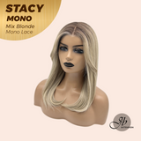 JBEXTENSION STACY MONO Monofilament Handmade Wig 6X5 Full Monofilament Hand Tied Top Wig 18 Inches Mix Blonde Mono Lace Wig with Anti-slip Silicone Strips Glueless Wig STACY MONO - MIX BLONDE【BENDY EAR TABS】