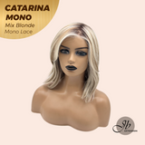 JBEXTENSION CATARINA MONO Full Monofilament Handmade Full Lace Full Hand Tied Wig 13 Inches Mix Blonde Mono Lace Handmade Futura Fiber Wig with Anti-slip Silicone Strips Glueless Wig CATARINA MONO MIX BLONDE【BENDY EAR TABS】