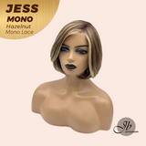 JBEXTENSION JESS MONO Monofilament Handmade Wig 6X5 Full Monofilament Hand Tied Top Wig 10 Inches Hazelnut Mono Lace Wig With Anti-slip Silicone Strips Glueless Wig JESS MONO HAZELNUT【BENDY EAR TABS】