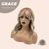 JBEXTENSION 15 Inches Mix Blonde Wave Pre-Cut T Part Snowflake Lace Frontlace Glueless Wig GRACE【BENDY EAR TABS】