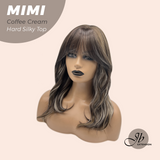 JBEXTENSION 16 Inches Scalpiana 3.5X4 Hard Silky Top Natural Scalp Effect Coffee Cream Body Wave Wig with Bangs Wig MIMI SILK TOP - COFFEE CREAM