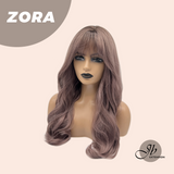JBEXTENSION 22 Inches Purple with Dark Root Curly Wig with Bangs ZORA
