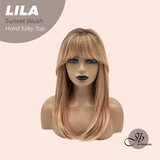 JBEXTENSION 20 Inches Scalpiana Sunset Blush Wolf Cut 3.5X4 Hard Silky Top Natural Scalp Effect Wig With Bangs LILA SUNSET BLUSH