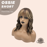 JBEXTENSION 14 Inches Scalpiana Wave Hazelnut 3.5X4 Hard Silky Top Natural Scalp Effect Wig with Bangs OSSIE SHORT - HAZELNUT