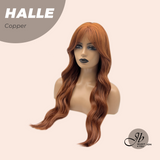 JBEXTENSION 27 Inches Long Wave Copper Wig with Bangs HALLE COPPER