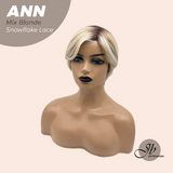 JBEXTENSION 10 Inches Mix Blonde Pre-Cut Side Part Snowflake Lace Frontlace Glueless Wig ANN MIX BLONDE【BENDY EAR TABS】