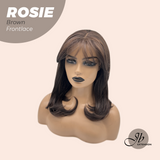 JBEXTENSION 16 Inches Brown Curly Women Pre-Cut Frontlace Glueless Wig with Bangs ROSIE BROWN