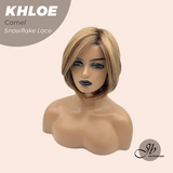JBEXTENSION 12 Inches Bob Cut Camel Pre-Cut Snowflake Lace Frontlace Glueless Wig KHLOE CAMEL【PERMATEASE】【BENDY EAR TABS】- M/L