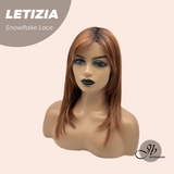 JBEXTENSION 16 Inches Copper with Dark Root Pre-Cut T Part Snowflake Lace Frontlace Glueless Wig LETIZIA【BENDY EAR TABS】