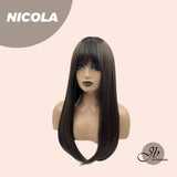 JBEXTENSION 22 Inches Midnight Brown( Black/Brown) Wig With Bangs NICOLA