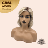 JBEXTENSION GINA MONO Full Monofilament Handmade Full Lace Full Hand Tied Wig 12 Inches Mix Blonde Mono Lace Handmade Futura Fiber Wig with Anti-slip Silicone Strips Glueless Wig GINA MONO【BENDY EAR TABS】