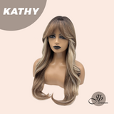 JBEXTENSION 26 Inches Long Curly Brown with Blonde Highlight Wig KATHY