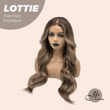 JBEXTENSION 28 Inches Mix Brown Long Wave Fiber X, Tangle Less Pre-Cut Free Part Frontlace Glueless Wig LOTTIE【FIBER X】