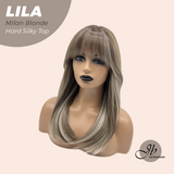 JBEXTENSION 20 Inches Scalpiana Milan Blonde Wolf Cut 3.5X4 Hard Silky Top Natural Scalp Effect Wig With Bangs LILA MILAN BLONDE